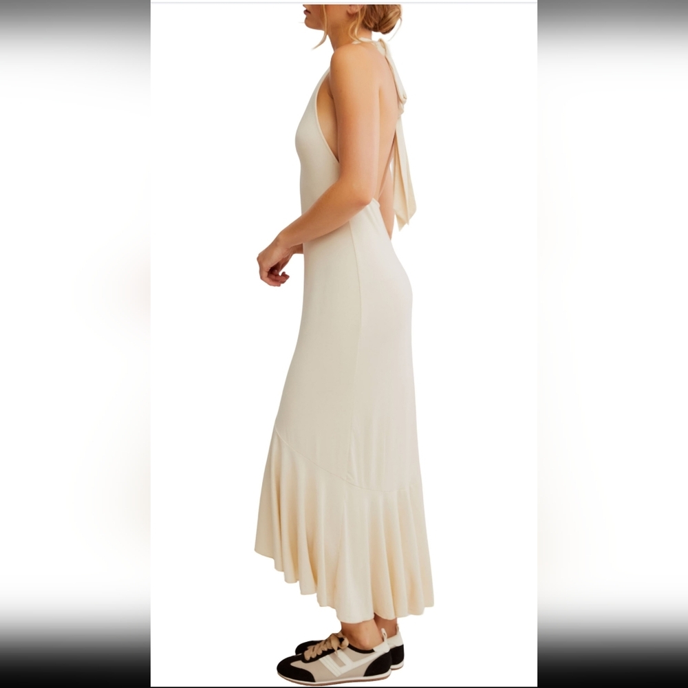 Free People Alix Taupe Halter Backless Maxi Dress - Picture 6 of 7